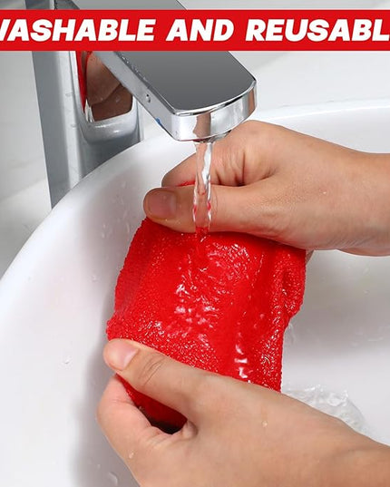 Baderke 10 Pcs Windshield Cleaner Tool Car Window Cleaning Supplies with Extendable Handle Include 6 Washable Microfiber Bonnets 2 Empty 60ml Spray Bottle Glass Wiper Kit(Red)