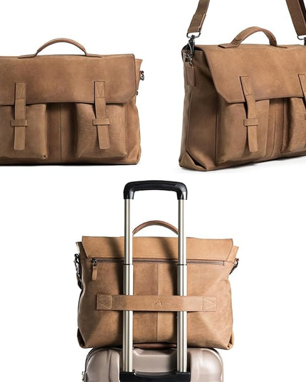 VELEZ Leather Messenger Bag for Men and Women | Vintage Briefcase for 17 inch Laptop | Work Bag Crossbody Laptop Bag