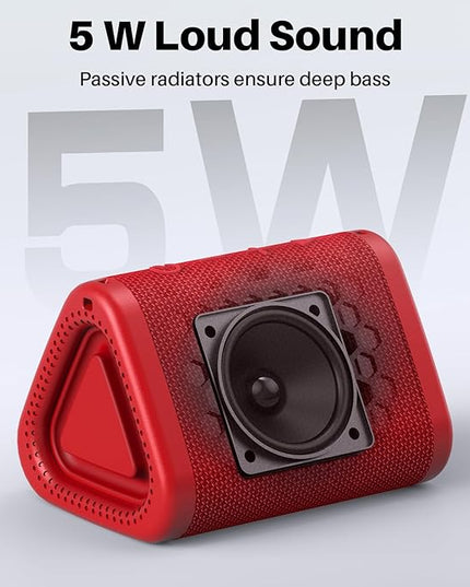 Bobtot Portable Bluetooth Speaker Wireless, IPX7 Small Shower Speaker Waterproof, 15H Playing Time, Loud and Stereo Sound with Bass, TWS Pairing for Party, Camping, Travel, Red