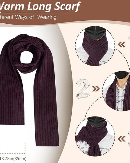 Men Women Winter Beanie Hats Scarf with Touchscreen Gloves Warm Knit Themal Gloves Long Scarf Set with Fleece Lined