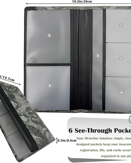 Car Registration and Insurance Holder with Magnetic Closure, Universal Document Organizer for License, Insurance Cards & Glove Box Storage (Lip print-Black)