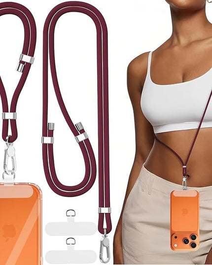 4-IN-1 Phone Lanyard + Wrist Strap, 2PCS Adjustable Length Cell Phone Lanyard with 2 Tether Tabs for iPhone,Smartphones