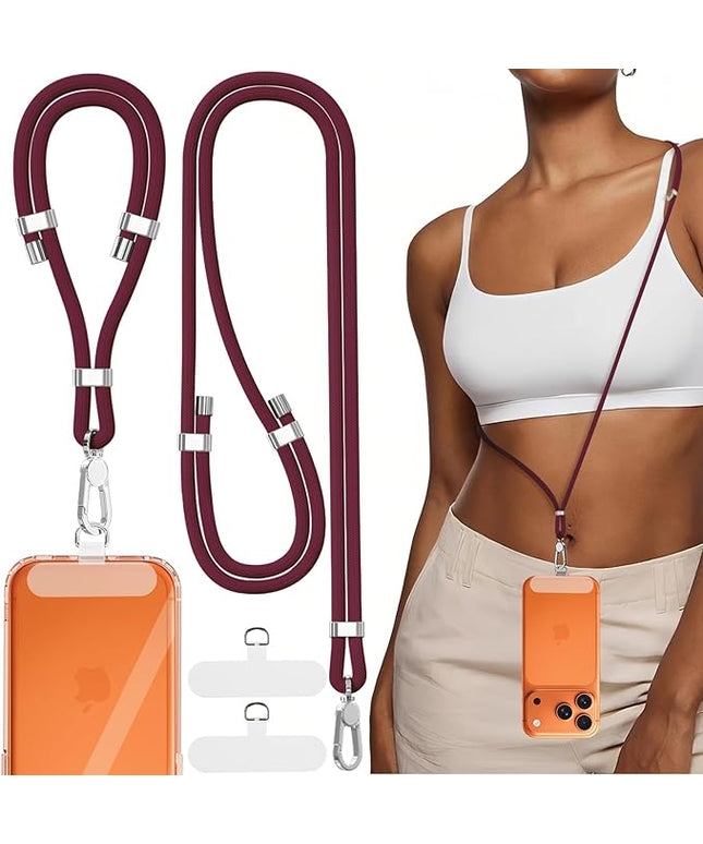 4-IN-1 Phone Lanyard + Wrist Strap, 2PCS Adjustable Length Cell Phone Lanyard with 2 Tether Tabs for iPhone,Smartphones