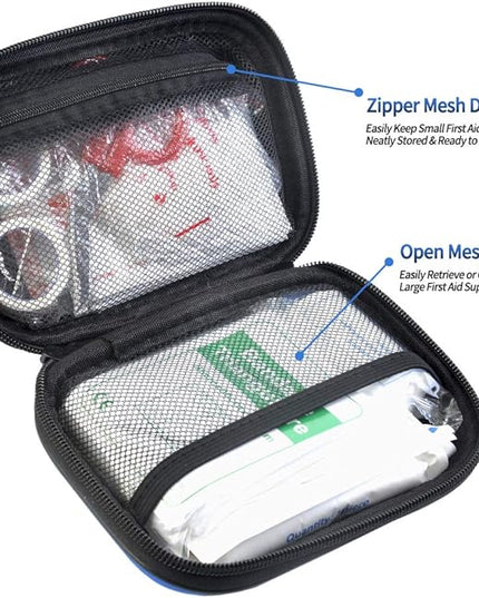 I GO 85 Pieces Hard Shell Mini Compact First Aid Kit, Small Personal Emergency Survival Kit for Travel Hiking Camping Backpacking Hunting Marine Car