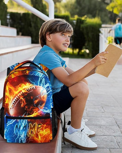Backpack for Kids Boy Custom Football Bookbag for School Elementary Middle Primary, Personalized Student School Supplies