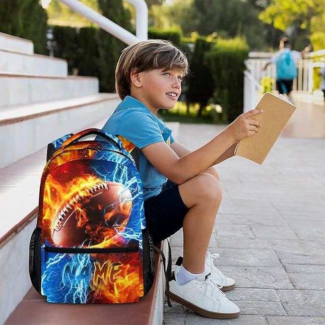 Backpack for Kids Boy Custom Football Bookbag for School Elementary Middle Primary, Personalized Student School Supplies