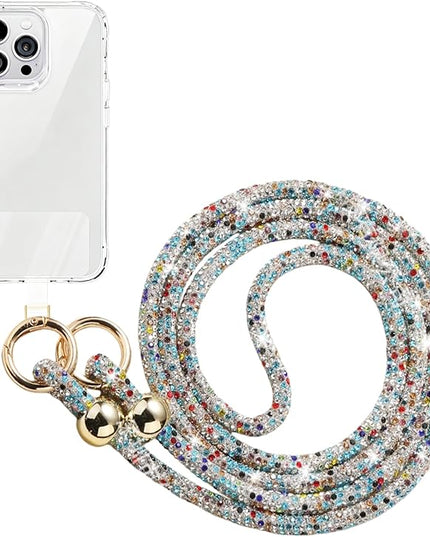 Crystal Phone Lanyard for Women Sparkling Crossbody Phone Strap with Full Rhinestone Bling Anti-Theft Phone Strap