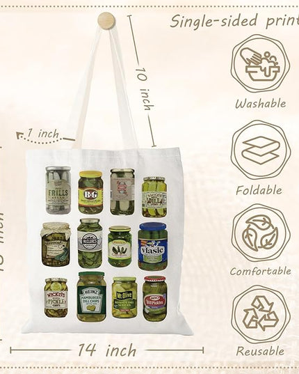 Aesthetic Canvas Tote Bag with Zipper Pockets & Snaps for Women,Reusable Shopping Grocery Bags Gifts -Work, Gym