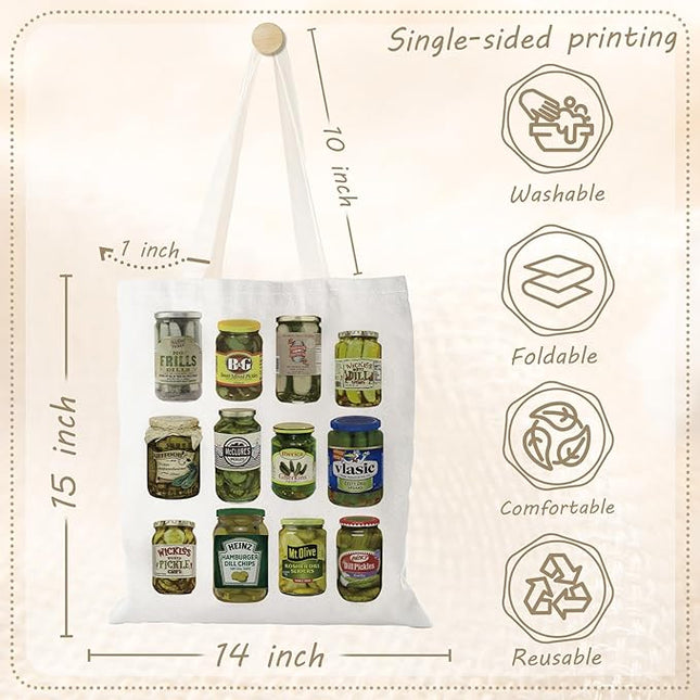 Aesthetic Canvas Tote Bag with Zipper Pockets & Snaps for Women,Reusable Shopping Grocery Bags Gifts -Work, Gym