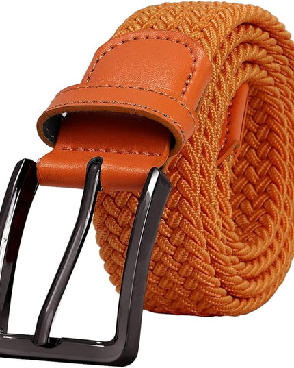 Falari Men Women Multicolored Elastic Stretch Braided Belt Canvas Fabric Woven No Holes Belt