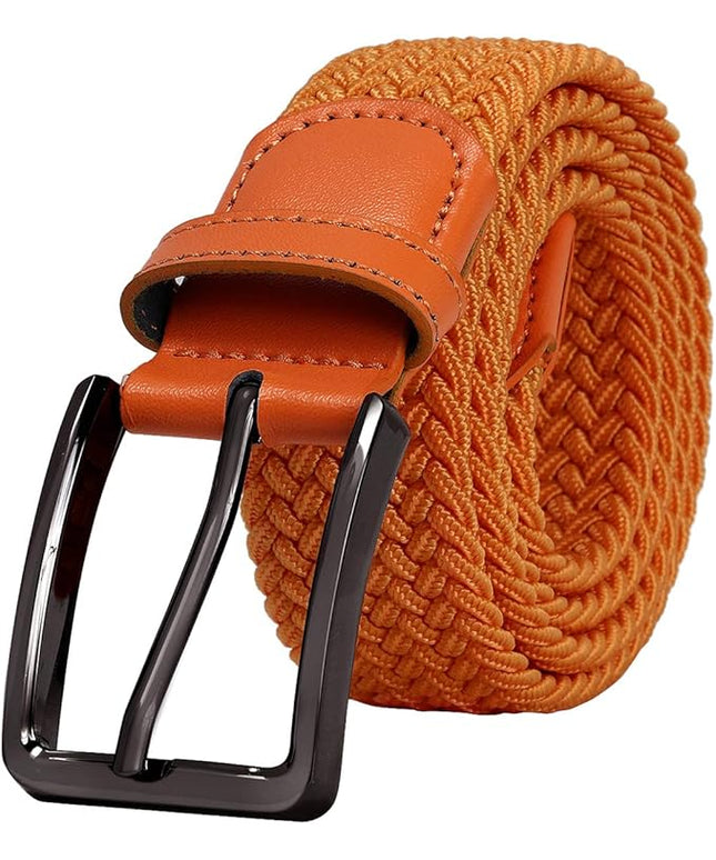 Falari Men Women Multicolored Elastic Stretch Braided Belt Canvas Fabric Woven No Holes Belt