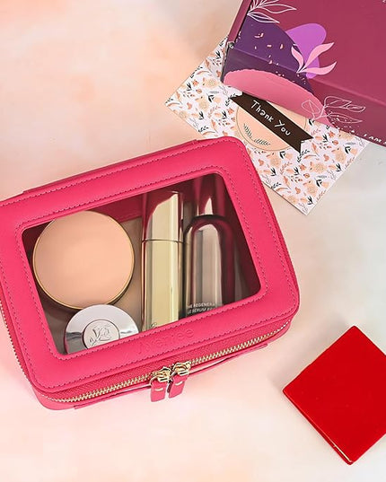 Aveniee Clear Makeup Bag Organizer,Large Travel Toiletry Bag for Women, Waterproof Cosmetic Pouch with Zippers,Car Organizers and Storage Case for Accessories,Hotpink