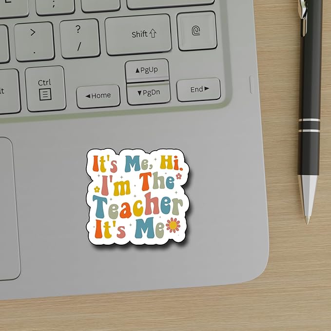 (3Pcs) It's Me Hi I'm The Teacher It's Me Sticker, Decorate Books Laptop Phone, Water Bottles Kindles Stickers, Tumbler Sticker Waterproof Vinyl Decorate Sticker 3" Inch
