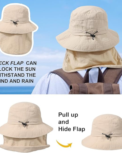 Water-Resistant Sun UPF 50+ Bucket Hat Protection Packable Brimmed Boonie for Women Men Summer Lightweight Hiking Outdoor Cap