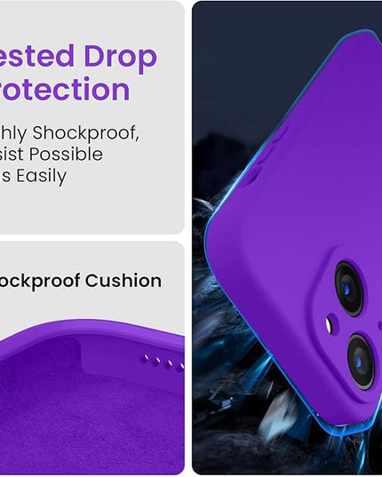 FireNova Designed for iPhone 14 Case, Silicone Upgraded [Camera Protection] Phone Case with [2 Screen Protectors], Soft Anti-Scratch Microfiber Lining Inside, 6.1 inch, Neon Purple