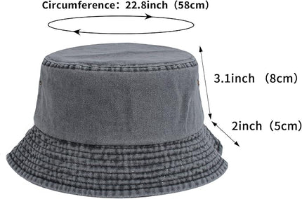 kozinu Washed Cotton Bucket Hats Packable Summer Outdoor Cap Travel Beach Sun Hat Plain Colors for Men Women