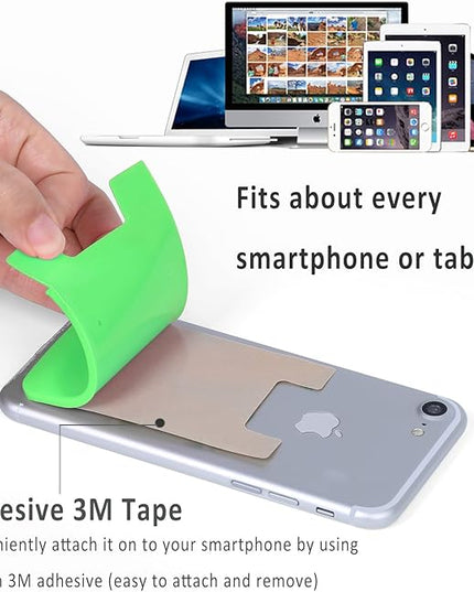 Adhesive Phone Wallet, 6 Pack Silicone Phone Wallet Stick on, Sticky Credit Card Holder for Phone Case, Adhesive Credit Card Holder for iPhone 16 15 14 13 12 Pro Max,iPad,Samsung Galaxy,LG,Tablet