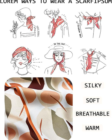 Head Scarf Purse Handle Neck Satin Hair Scarfs For Bag Lightweight Silky Long Thin Women's Fashion Scarves 59 * 5.9”