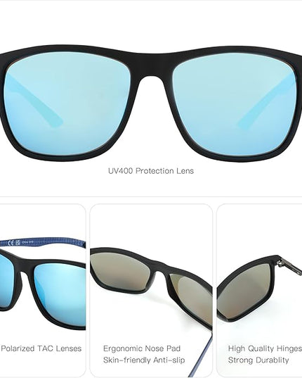 ZENOTTIC Square Polarized Sunglasses for Men Ultralight Carbon Fiber Sun Glasses Driving Fishing Golf Sports UV400 Protection