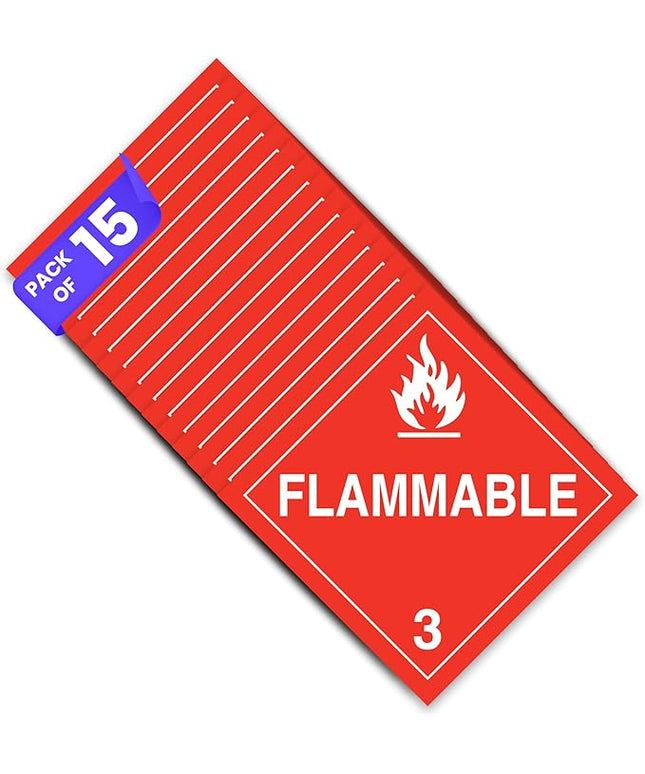 15 x Flammable Stickers and Decals | 10.75 x 10.75 Flammable Sign | Placard Sticker | Inhalation Hazard Placard | Self-adhesive, UV-resistant, Water-proof Hazard Stickers