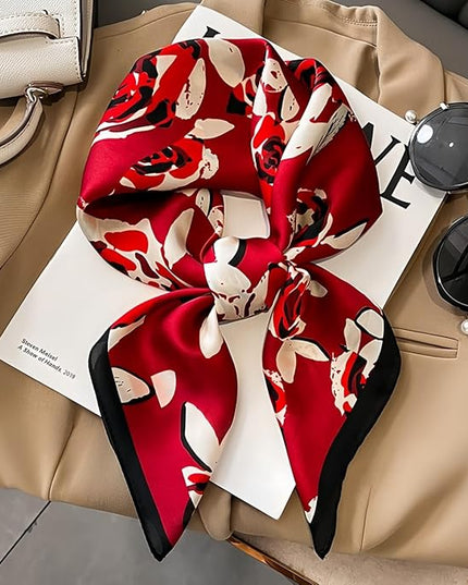 MINIDORA Satin Scarves for Women 27.5 × 27.5 inches Medium Square Elegant Silk Feeling Head Scarf