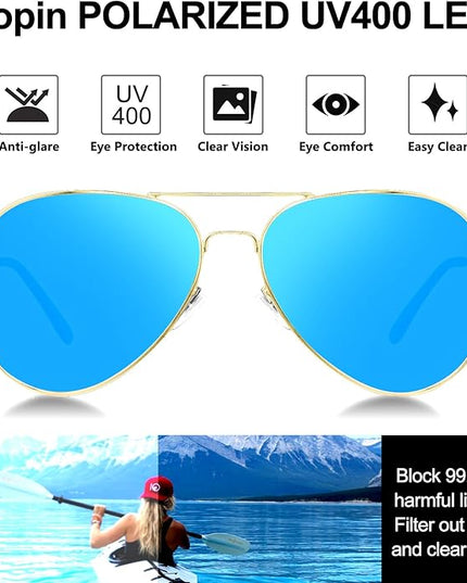 Joopin Polarized Metal Aviation Sunglasses Men, Classic Military Sun Glasses Women, Rectangle Shades UV400 Protection Costume