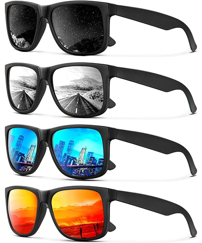 KALIYADI Sunglasses Men Polarized Sun glasses for Mens Womens Classic Matte Black Frame UV Protection 3pack