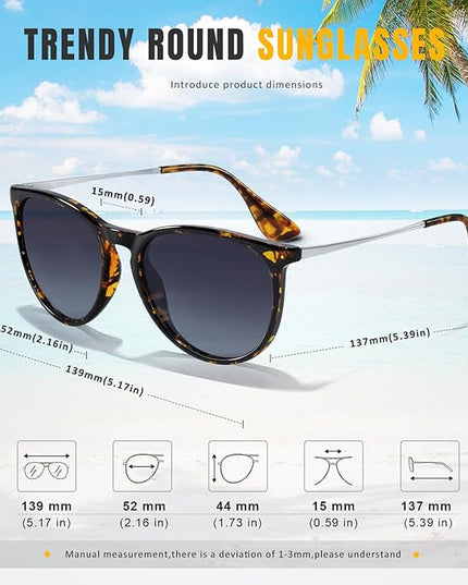 CHBP Sunglasses Womens Men Polarized UV Protection Trendy Vintage Retro Round Mirrored Lens Sunglasses For Women