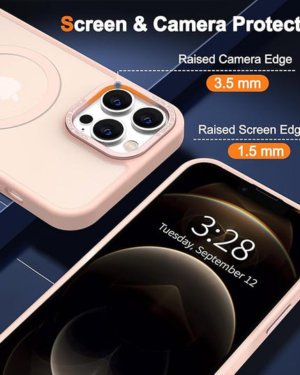 Hython Case for iPhone 12 Pro Case Magnetic Translucent Matte Phone Cases 6.1" [Compatible with MagSafe] Thin Slim Fit Shockproof Bumper Hard Protective Cover for Women Men Girls, Frosted Pink