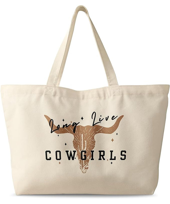 Large Tote Bag for Women - Canvas Tote Bag with Zipper Aesthetic Reusable Shoulder Bag for Gym, Travel, Work