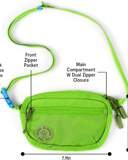 Baboon to the Moon Fanny Pack Mini 1.5L Compact Waist Bag Water Repellent Crossbody Belt Bag Lightweight Travel Everyday Bag for Men Women, Lime Breeze