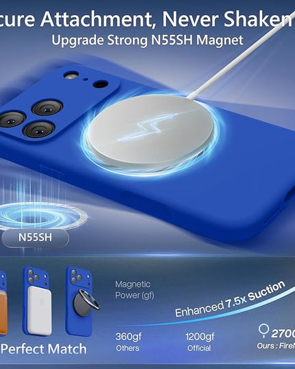 FireNova Magnetic for iPhone 17 Pro Case, Compatible with MagSafe, [Integrated Silicone Camera Control Button] [Camera Protection] Anti-Scratch Microfiber Lining Phone Case, 6.3", Klein Blue
