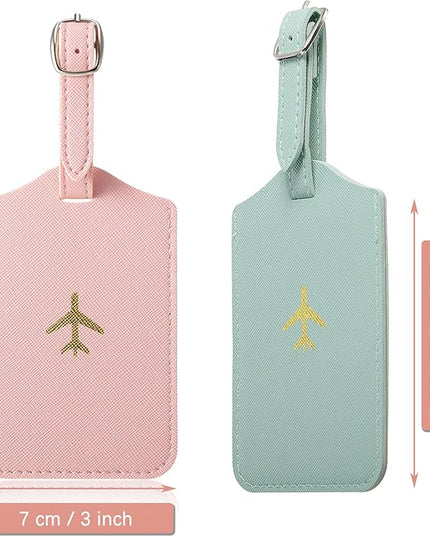 Weewooday 2 Set Mr and Mrs Passport Covers Holder and Luggage Tags Cute Leather Wallets Holder Travel Luggage Tags for Women Men Gift(Pink, Green)