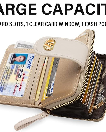 Multi-Purpose Wallet High Capacity Card Holder Zipper Coin Purse with Wristlet Bracelet Keychain Silicone Beaded Bangle Key Ring