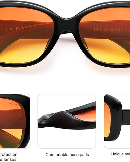 SOJOS Vintage Square Sunglasses for Women Polarized UV Protection Havana Frame SJ2111