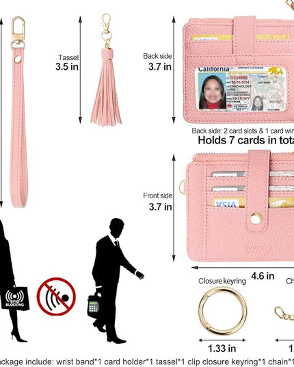 COOLANS Silicone Bracelet Wristlet Wallet Credit Card Holder RFID,ID Window,Key Ring Tassel,Slim Wallet Women Keychain Purse