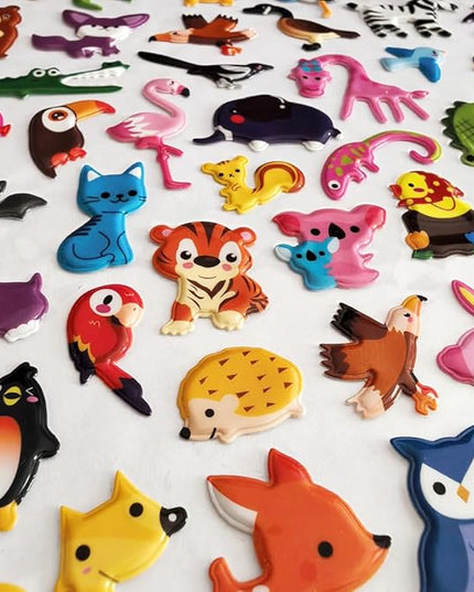 3D Animal Puffy Stickers 5 Sheets 360+ Waterproof 3D Stickers Pack, Cute Animal Themed Stickers for Crafts, Scrapbooking, Rewards, Party Favors for age13+