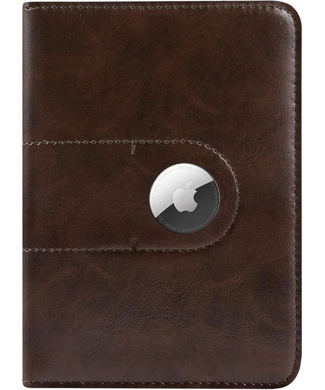 Passport Holder with AirTag Slot - Unisex Slim Travel Wallet, Passport Cover Card Organizer for Trips (Brown)