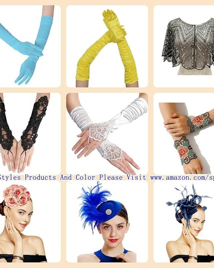 Specell Embroidered Flowers Lace Fingerless Gloves - for Bridal Wedding Cocktail Tea Party Evening Prom Costumes Cosplay