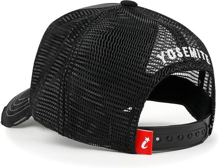 ililily Premium Howels Embroidery Vintage Baseball Cap Distressed Trucker Hat