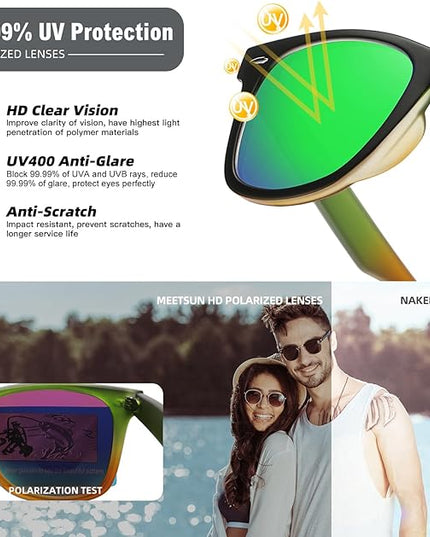 MEETSUN Polarized Sunglasses for Women Men Classic Retro Square Frame Driving Sun Glasses UV Protection