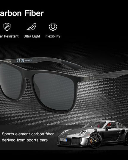 ZENOTTIC Square Polarized Sunglasses for Men Ultralight Carbon Fiber Sun Glasses Driving Fishing Golf Sports UV400 Protection