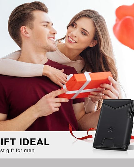 Wallet for Men Wallet with Slim Pop Up Card Holder 9-13 Cards, Bifold Minimalist Smart Wallet RFID Blocking Credit Card Holder with ID Window & Stretchable Cash Slot Compact Metal Aluminum Card Case