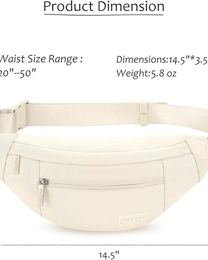 MAXTOP Large Crossbody Fanny Pack with 4-Zipper Pockets,Gifts for Enjoy Sports Festival Workout Traveling Running Casual Hands-Free Wallets Waist Pack Phone Bag Carrying All Phones