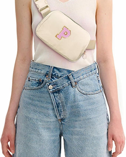 Uygafly Belt Bag Fanny Pack Crossbody Bags with Initials Letter Patch Cute Stuff Birthday Gifts for Teenager Girls Trendy Stuff for Teens | Khaki,P