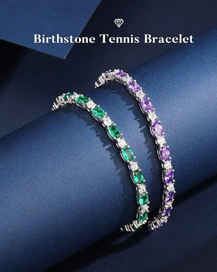 Iefil Tennis Bracelets for Women - 925 Sterling Silver Birthstone Bracelet, Anniversary Birthday Gifts for Women, Jewelry Gifts for Woman Her, 6.5"-7"