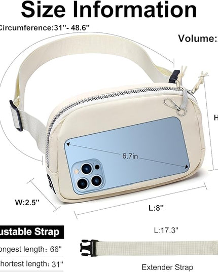 Mini Belt Bag for Women, RFID Small Fanny Pack, Womens Fashion Waist Packs with Extender Strap, Crossbody Bum Bags