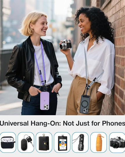 Phone Lanyard Crossbody, 3-in-1 Neck Strap& Wrist Strap, Adjustable Anti-Theft Lanyard with 2 Phone Tether Tabs, Universal Cell Phone Strap for All Case,Travel Essential, Pink
