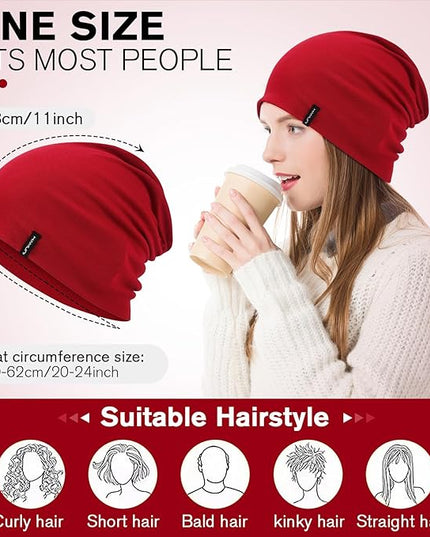 Slouchy Beanie for Women Men Soft Cotton Chemo Hats Double-Layer Warm Beanie Cap for Daily Wear & Transitional Seasons