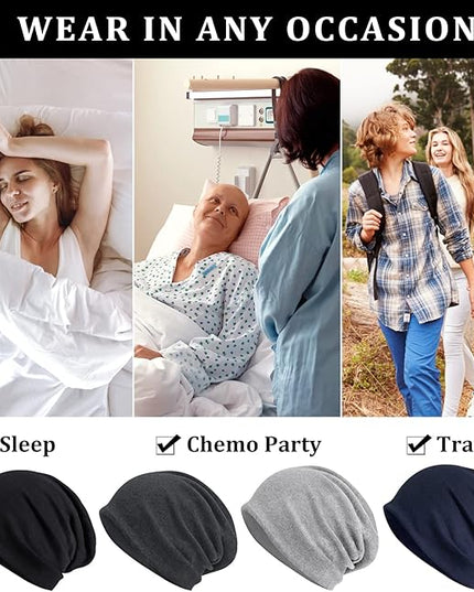 Senker Fashion Slouchy Beanie Hats for Women Men, Chemo Headwear Cotton Beanies Soft Lightweight Chemo Skull Cap Elastic